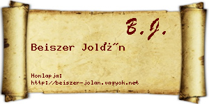 Beiszer Jolán névjegykártya